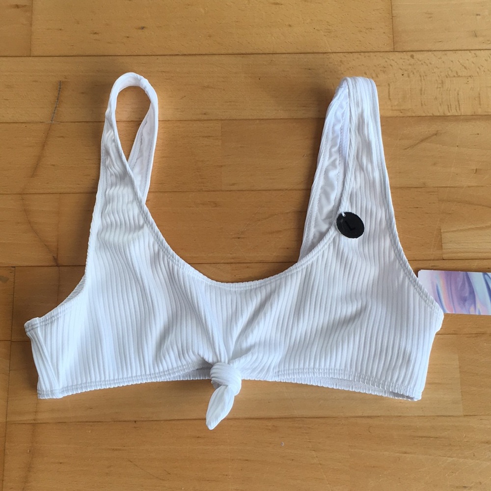 NWT Forever 21 White Ribbed Bikini Top - White